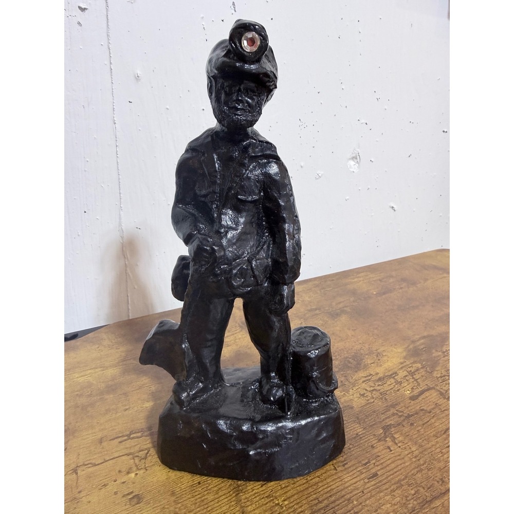 James D England 1978 Handcrafted Coal Miner Figurine Black Sculpture UK Vintage